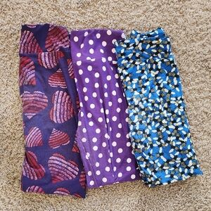 LuLaRoe Womans Leggings Set - Heart, Polka Dot, and Bee Patterns